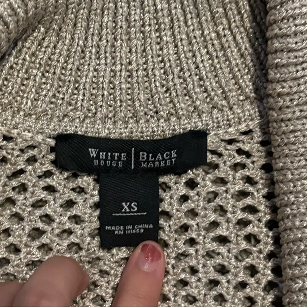 White House Black Market Beige Cardigan with Gold Buttons